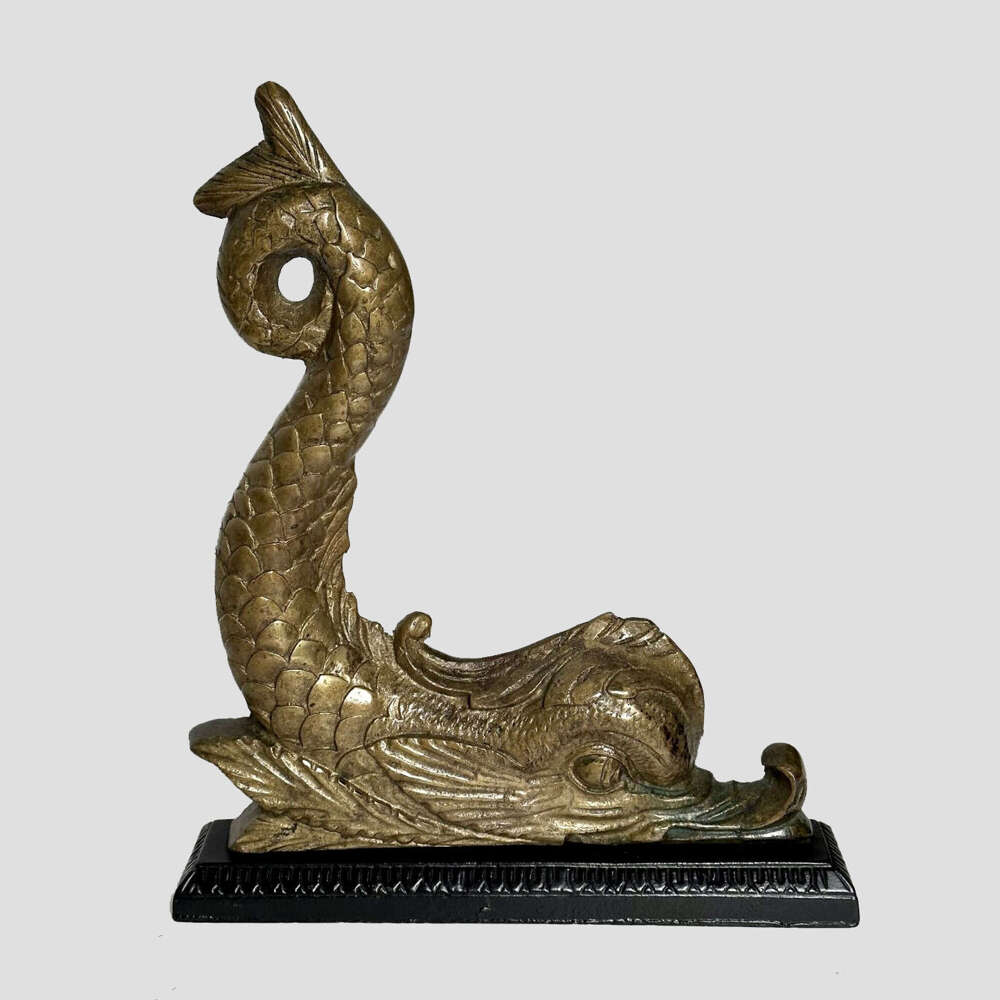 Cast brass dolphin doorstop