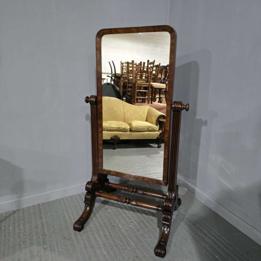 Fine Regency Mahogany Cheval Antique Mirror