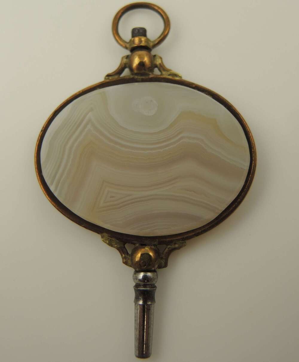 Large Georgian pocket watch key set with agate stone c1810