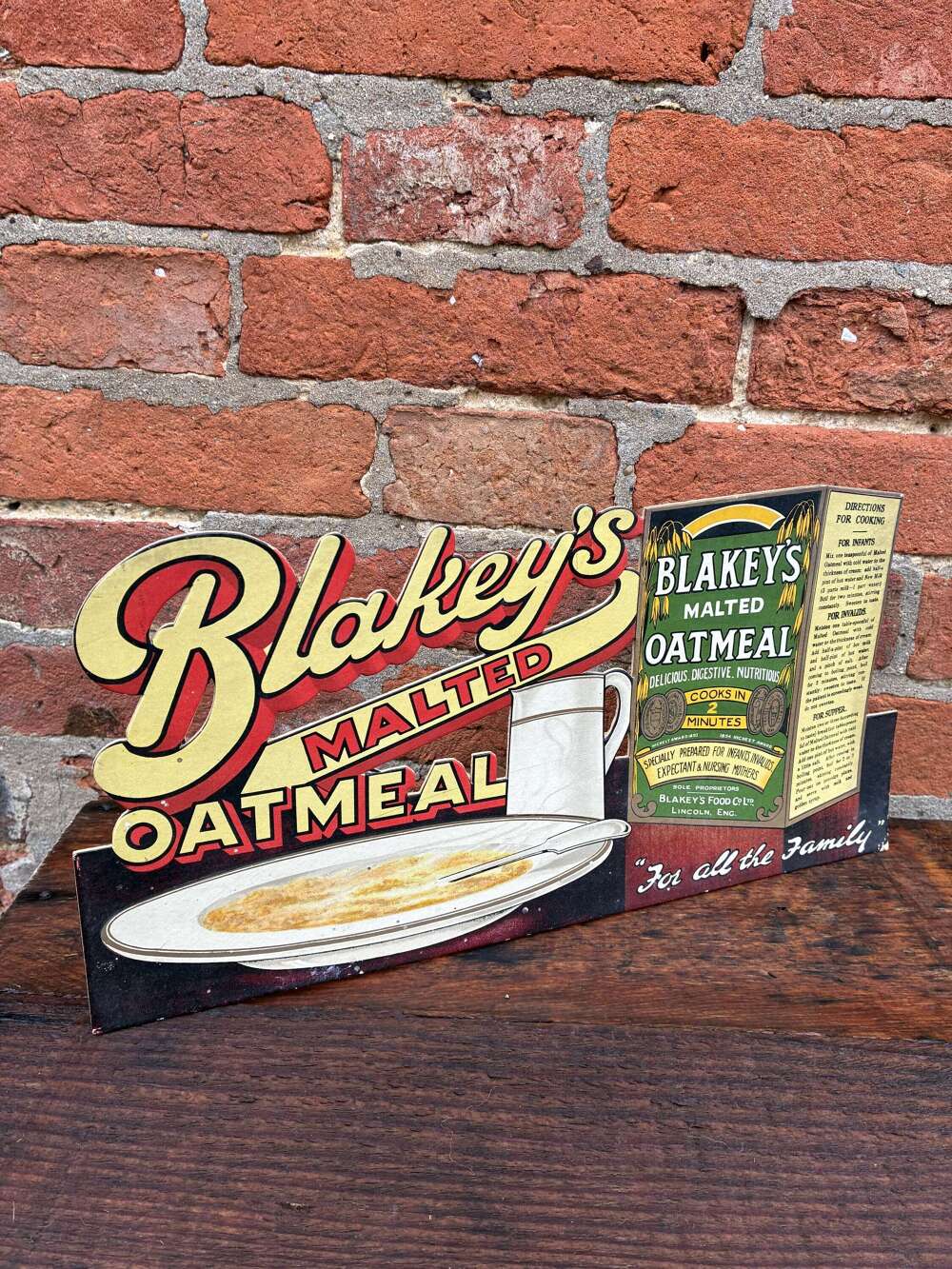Rare blakeys malted oatmeal lincoln cut out showcard