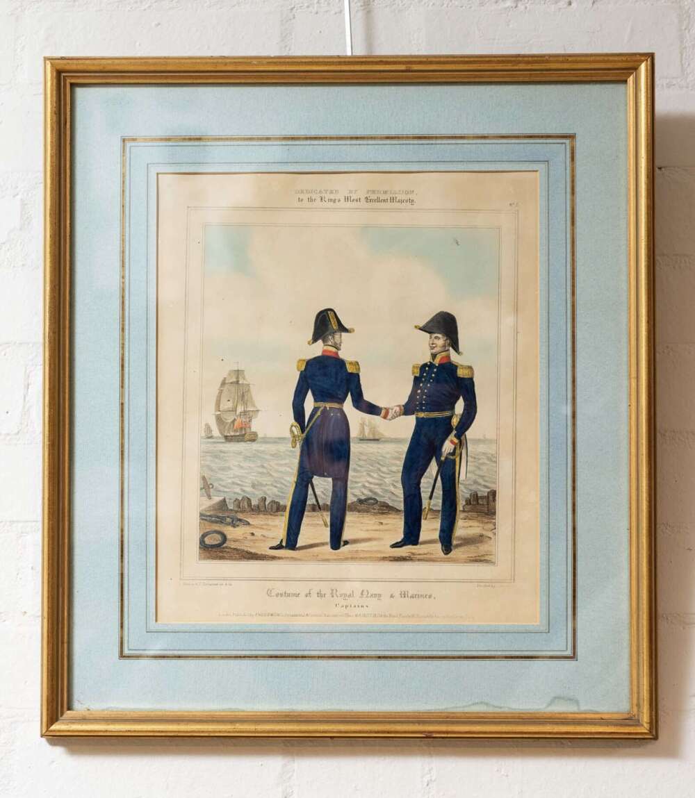 C19th naval Captains plate 5 coloured print