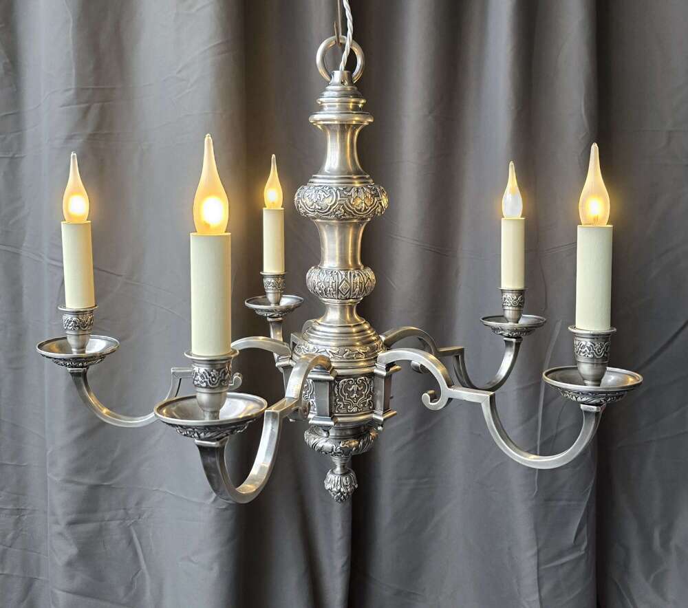 Antique Silver 5 Light Chandelier