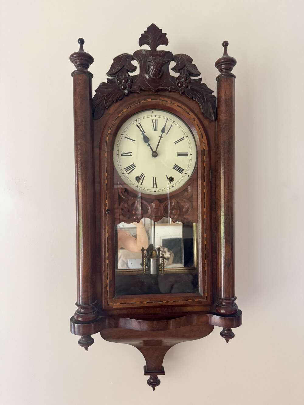 Quality 19th Century Drop Dial Walnut Antique Wall Clock 