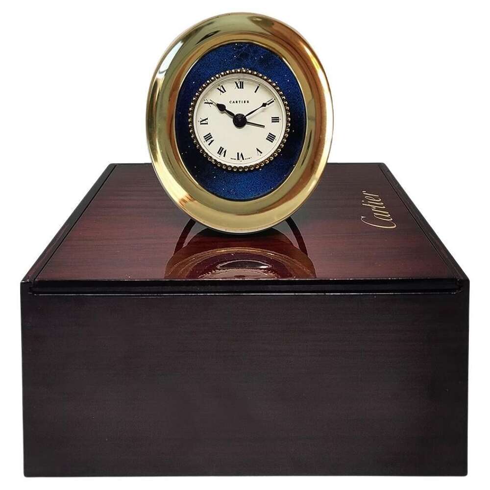 1960s Gorgeous Cartier Desk Travel Alarm Clock Pendulette. Made In Swiss