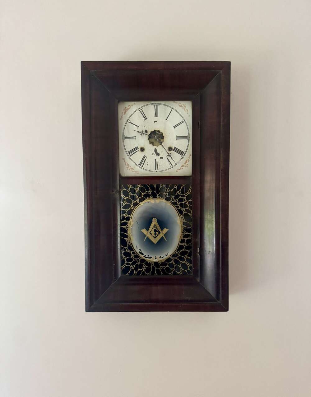 Antique 19th Century American Mahogany Wall Clock 