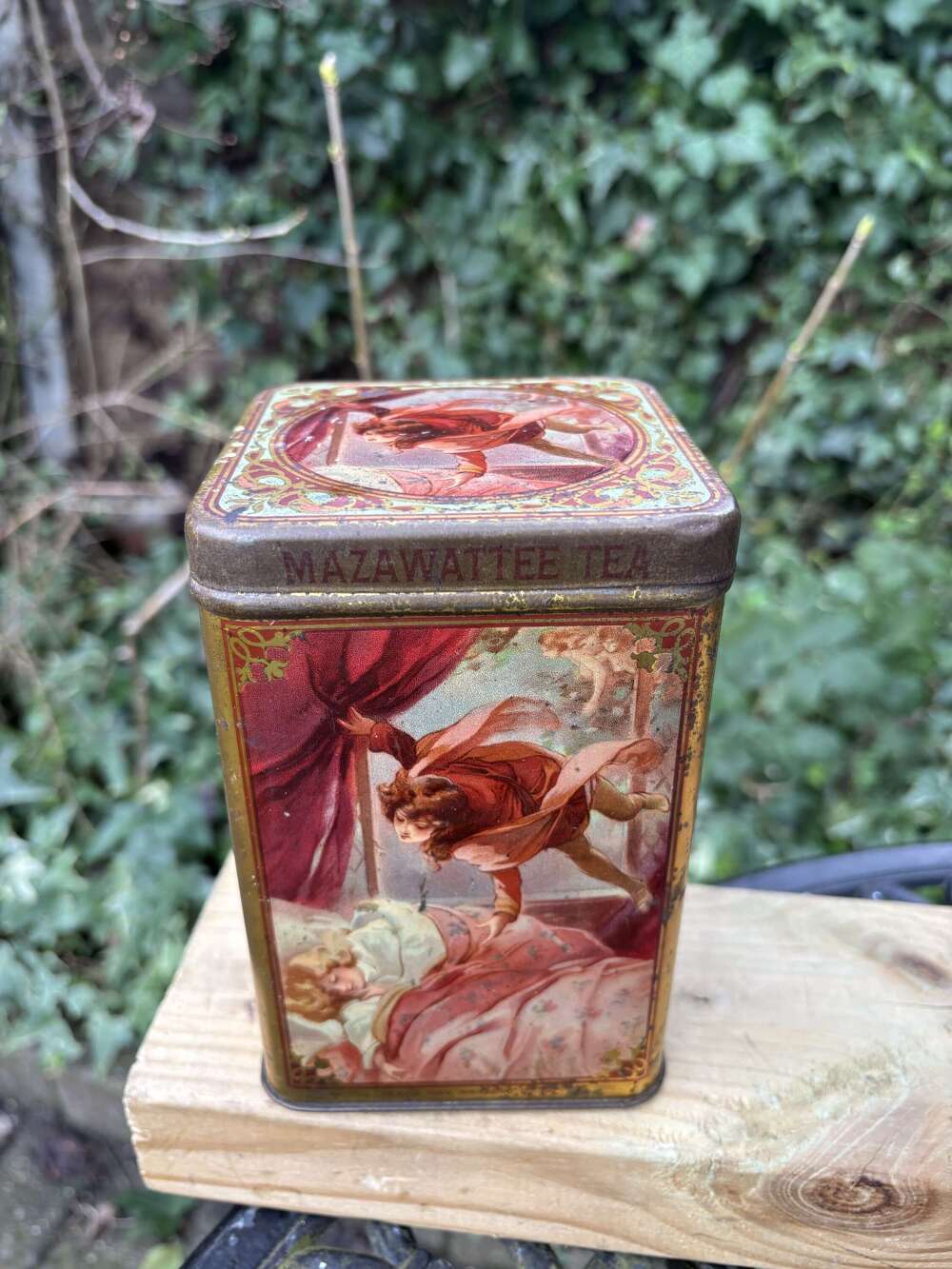 Superb Mazawattee Peter Pan Fairytale 1lb Tea Tin c1900s