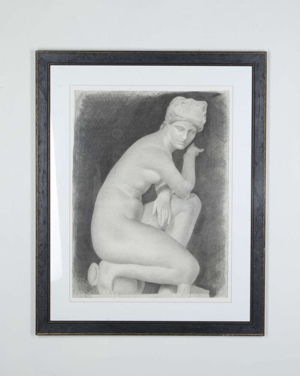 Large 20th Century Classical Study in Charcoal