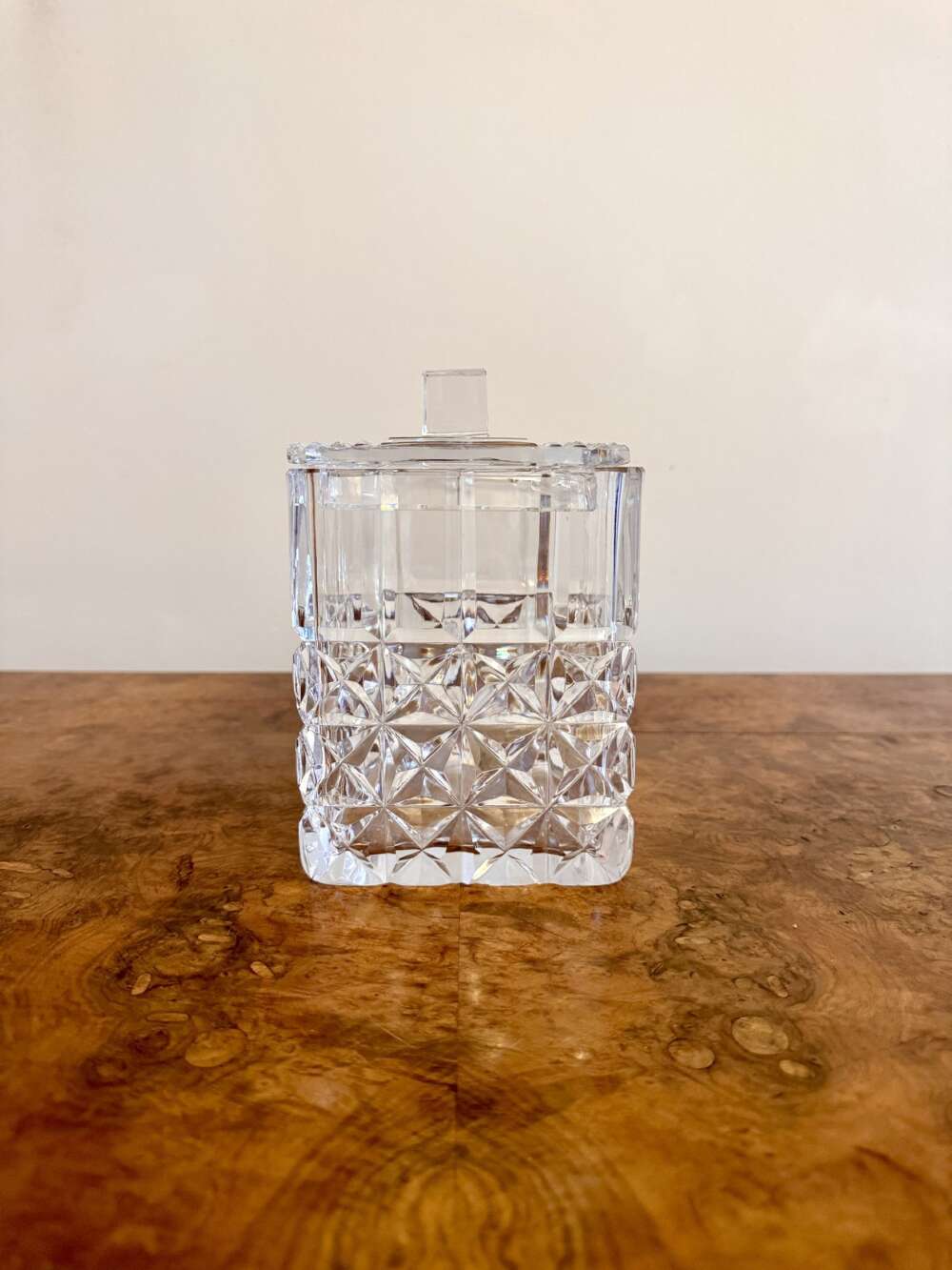 Quality Antique Edwardian Cut Glass Biscuit Jar 
