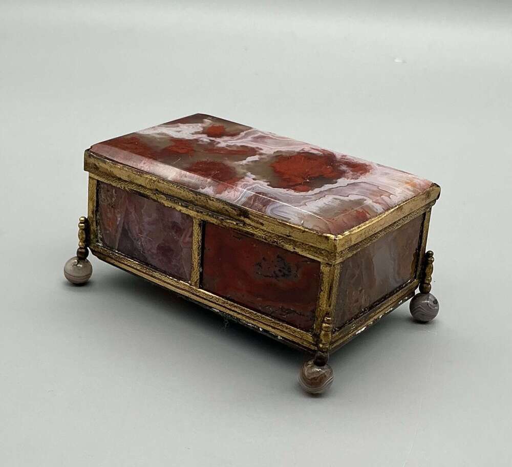 A French 19th century Agate jewellery casket
