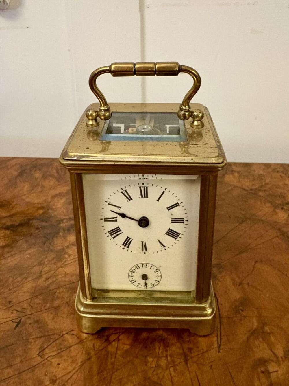 Antique Victorian Miniature Brass Carriage Clock With Alarm