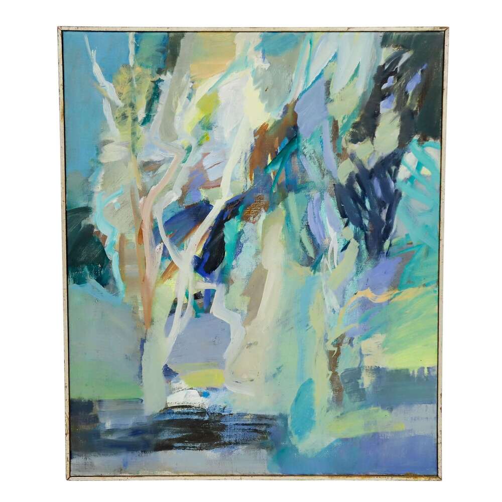 Abstract Danish Oil Painting by W Seidel Signed and Dated 1994