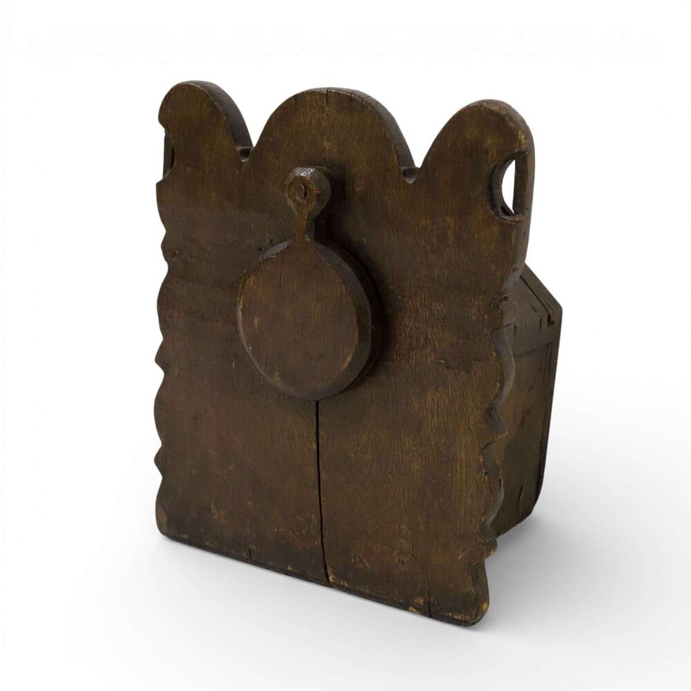 17th/18th Century British Oak Salt Box with Original Iron Hardware & Red Paint Traces