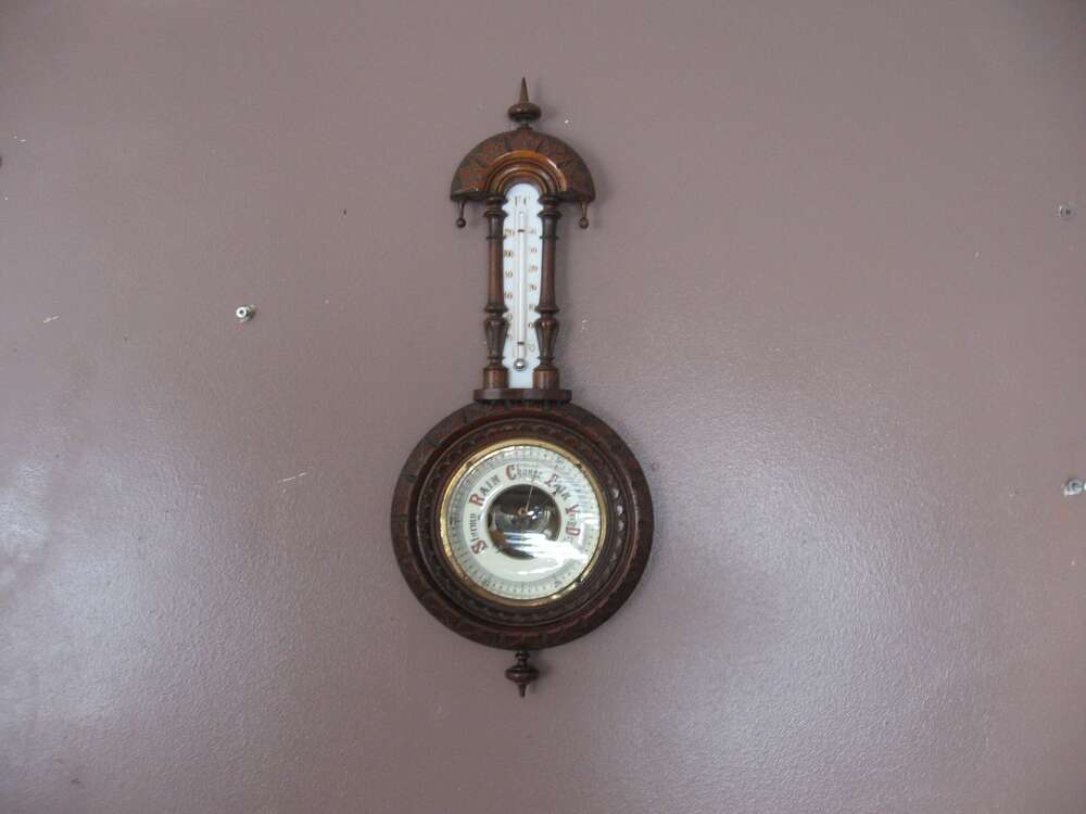 Antique Walnut Barometer And Thermometer
