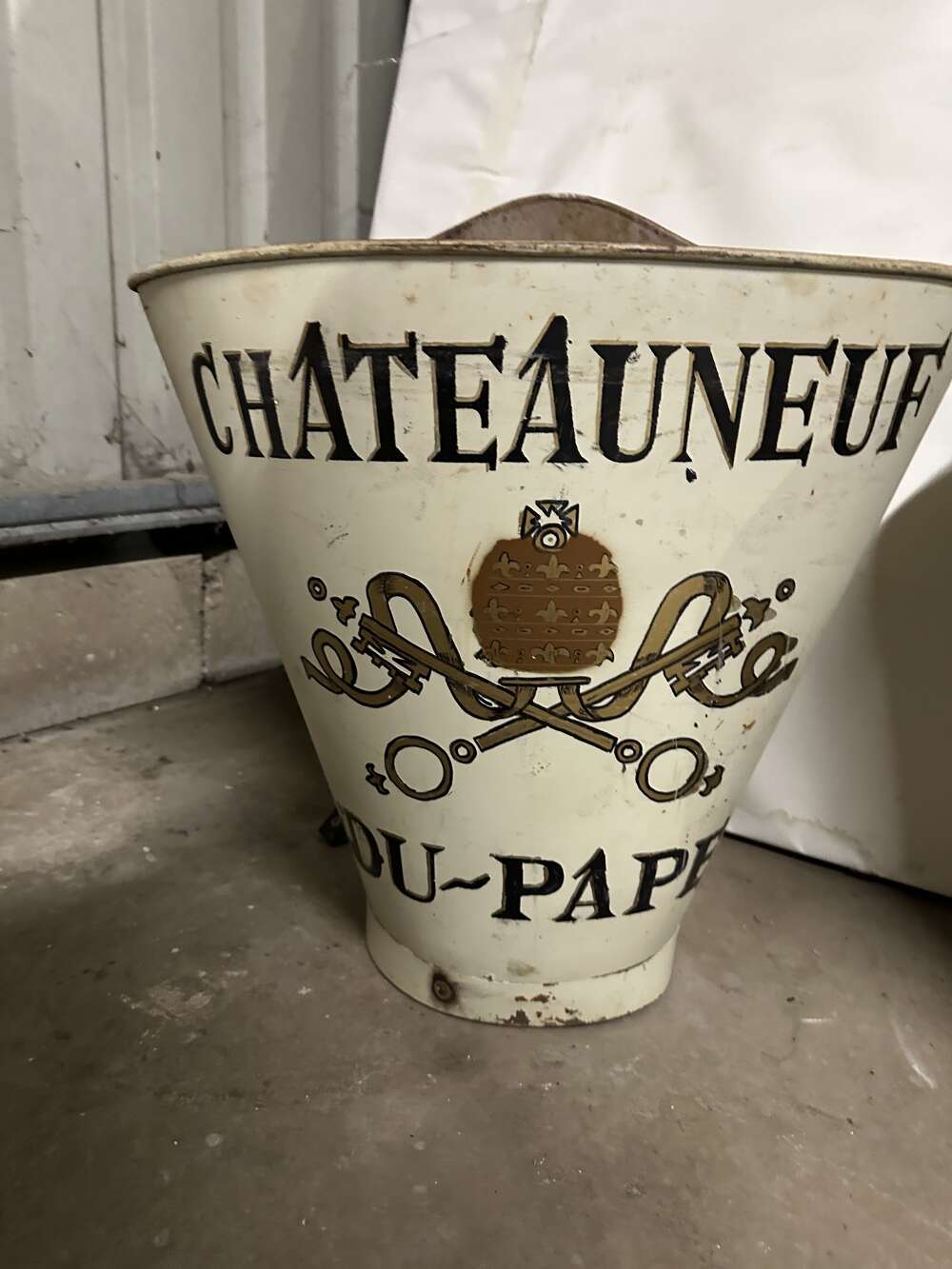 Cream Painted Grape Carrier Hod French Chateau Log Holder wine cooler