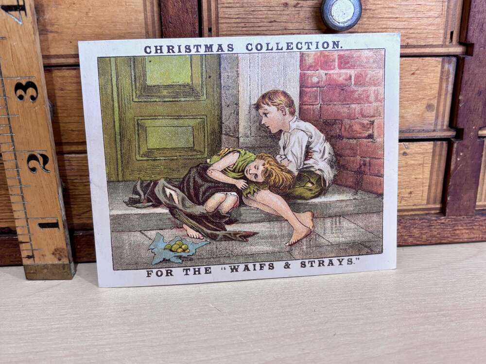 Christmas Waifs & Stray's Victorian Advertising Trade Card Ephemera c1900s