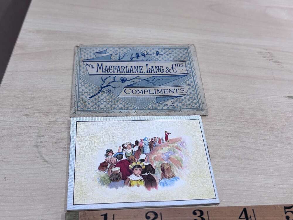 Macfarlane Lang Pied Piper Fairytale  Bookle tAdvertising Trade Card Ephemera c1900s