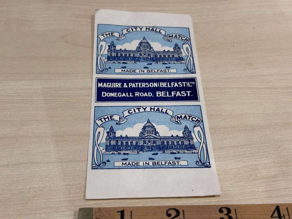 Maguire & Paterson Belfast Match Box Label C1900s Printers proof