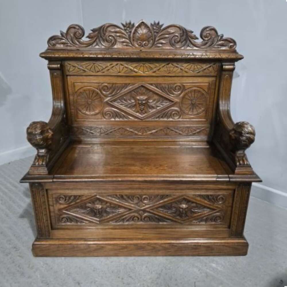 Excellent Green Man Hall Monks Bench