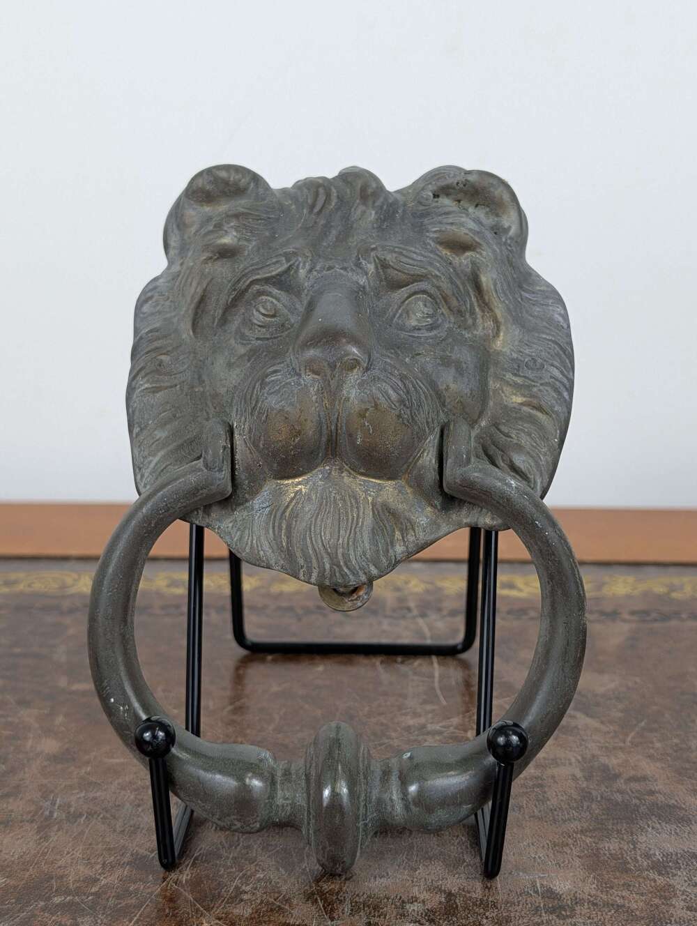 Antique Lion head cast bronze door knocker