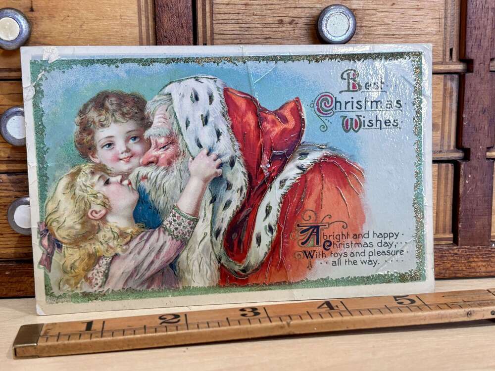 Early Santa Claus & Children Christmas Post Card Ephemera c1900s