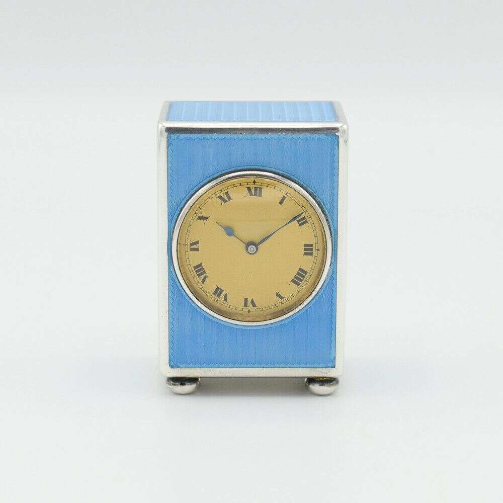 1923 Blue Guilloche Enamel Miniature Timepiece