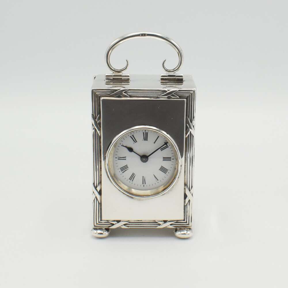 Large Silver Antique Carriage Clock/timepiece