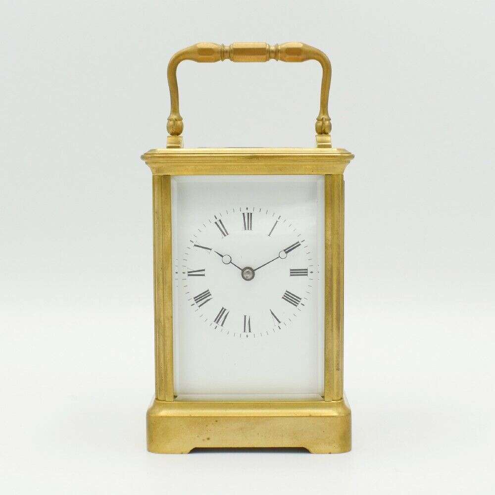 Attractive Gilt Antique Carriage Clock With Case