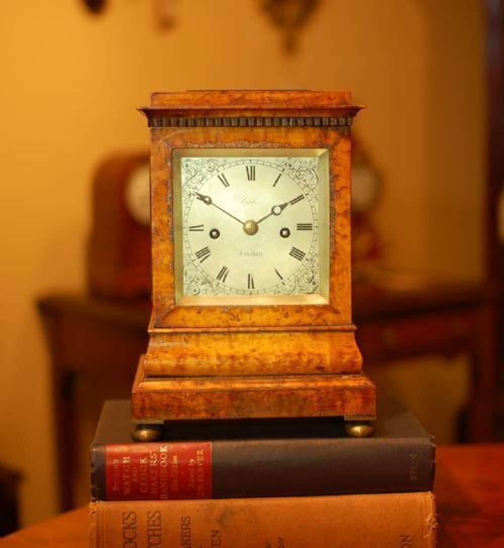 Small Library Antique Clock , Gibbs Of London Circa 1850.
