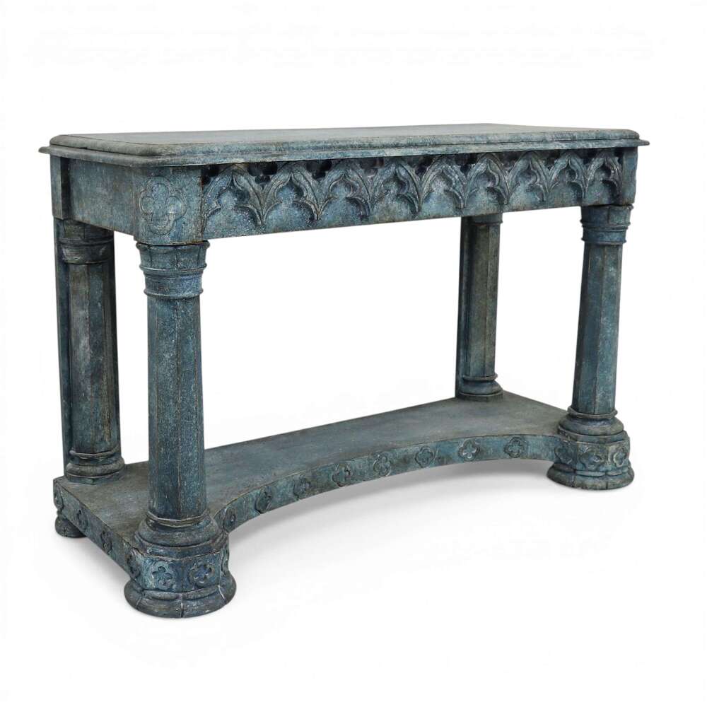 Imposing 19th-Century Painted Console in the Gothic Taste with Exceptional Colour