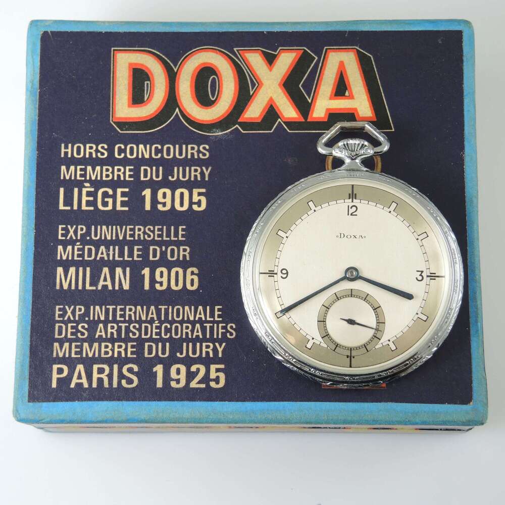 Art Deco Doxa pocket watch. With box. c1930