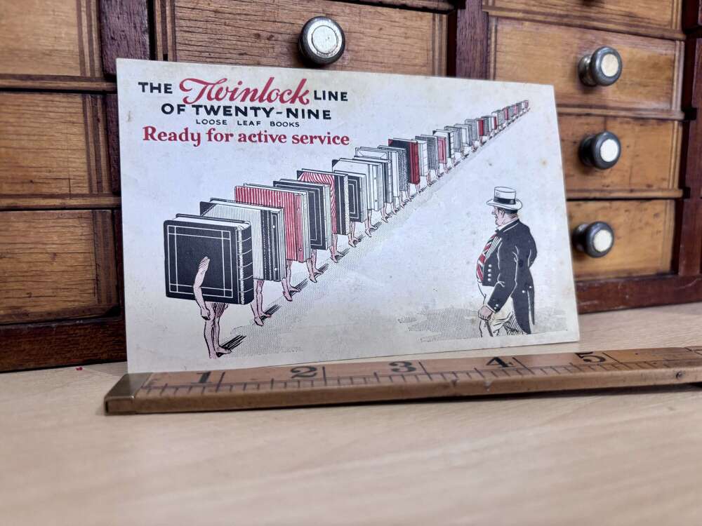 Twinlock Book Seller Harding & Curtis Advertising Trade Card c1900s