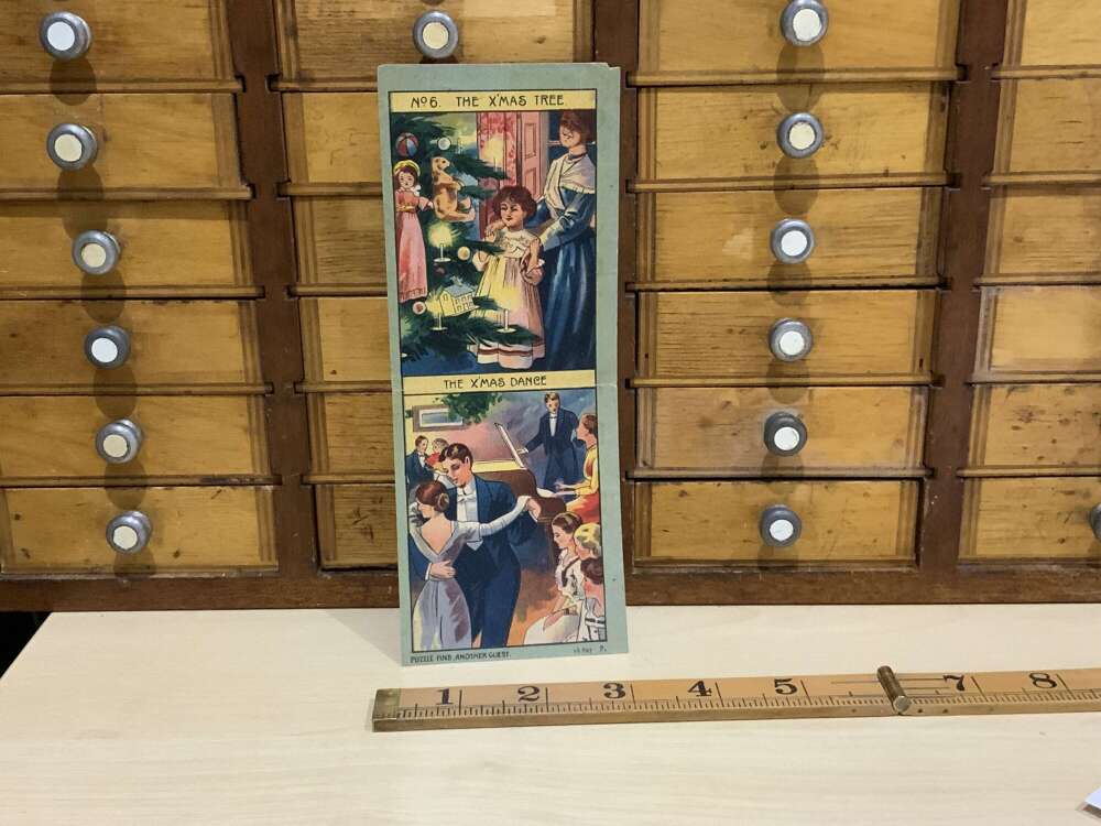 Cash & Co The Christmas Tree Hidden Puzzle Advertising Trade Card Ipswich c1900s