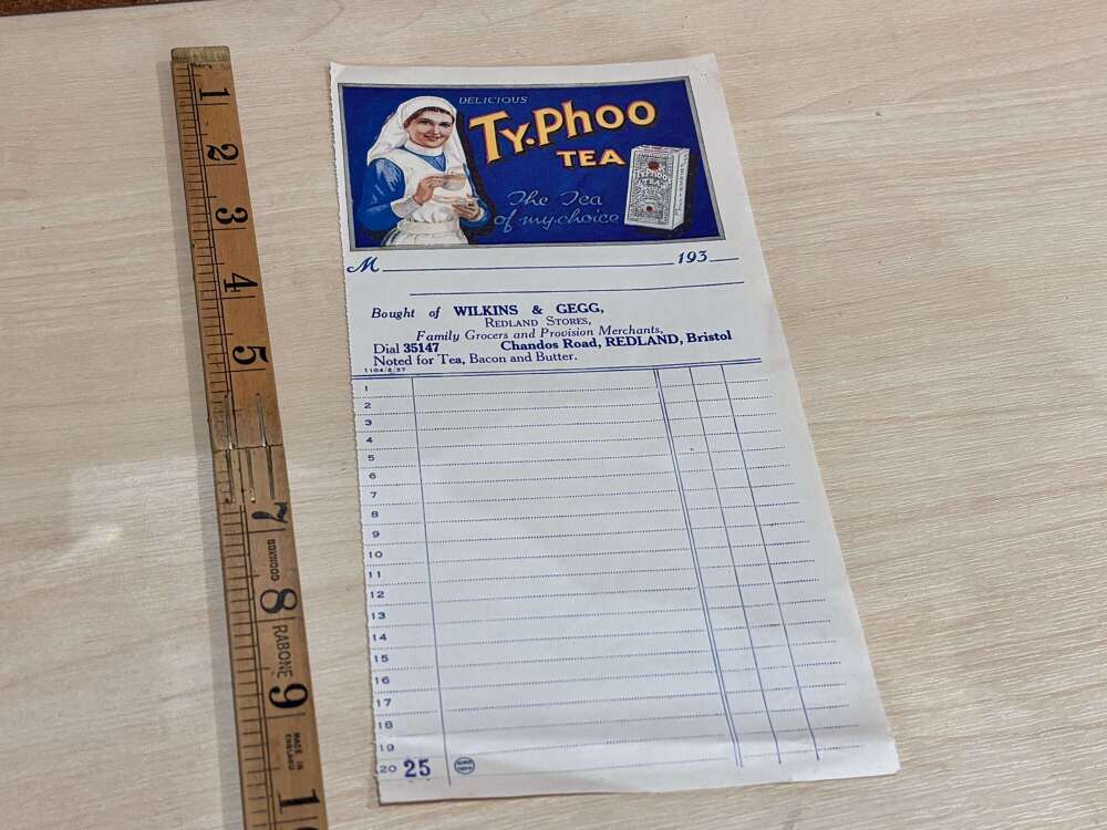 Typhoo Tea Advertising Billhead Shop Invoice c1930s