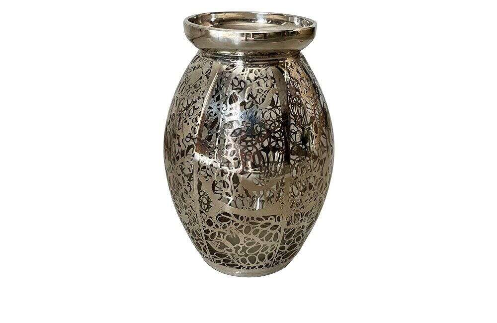 French Vase With Silver Overlay