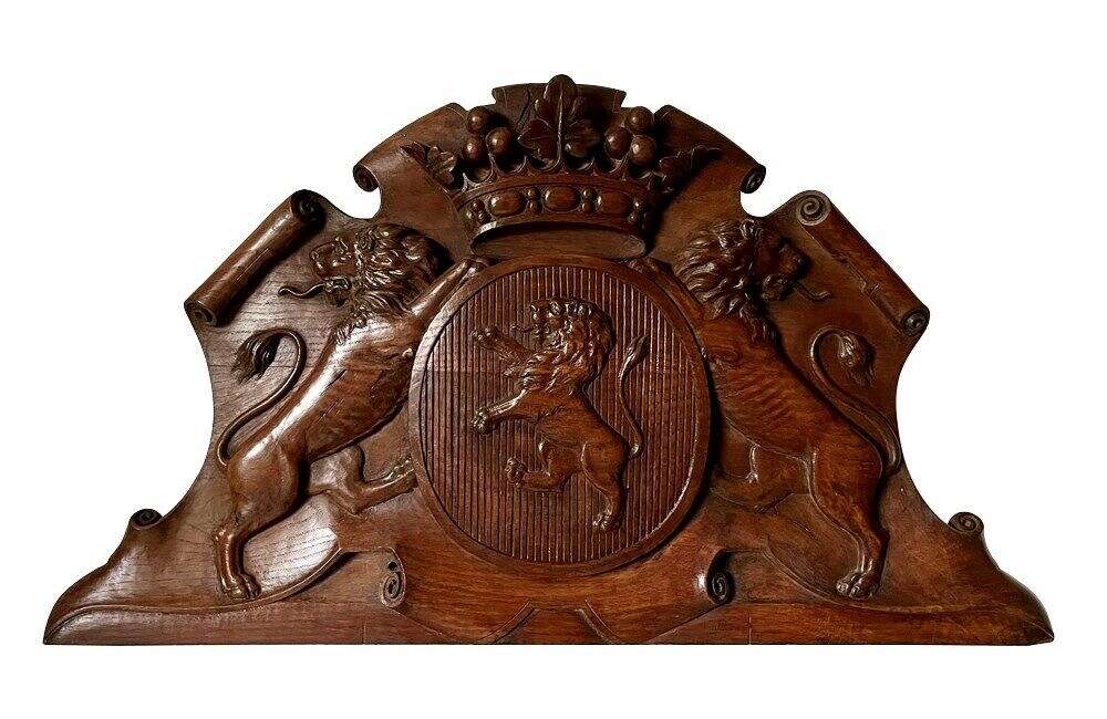 19th Century Heraldic Carved Panel