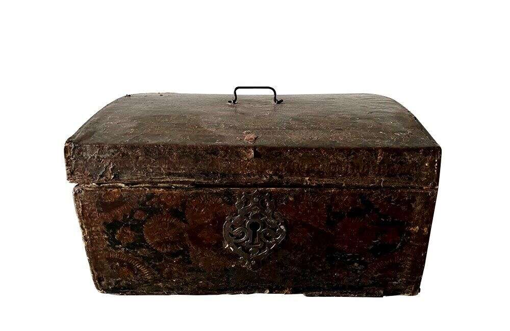 18th Century Embossed Leather Coffer