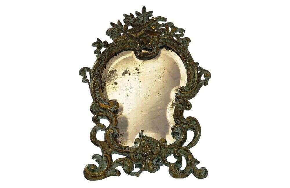 Rococo Revival Bronze Table Antique Mirror