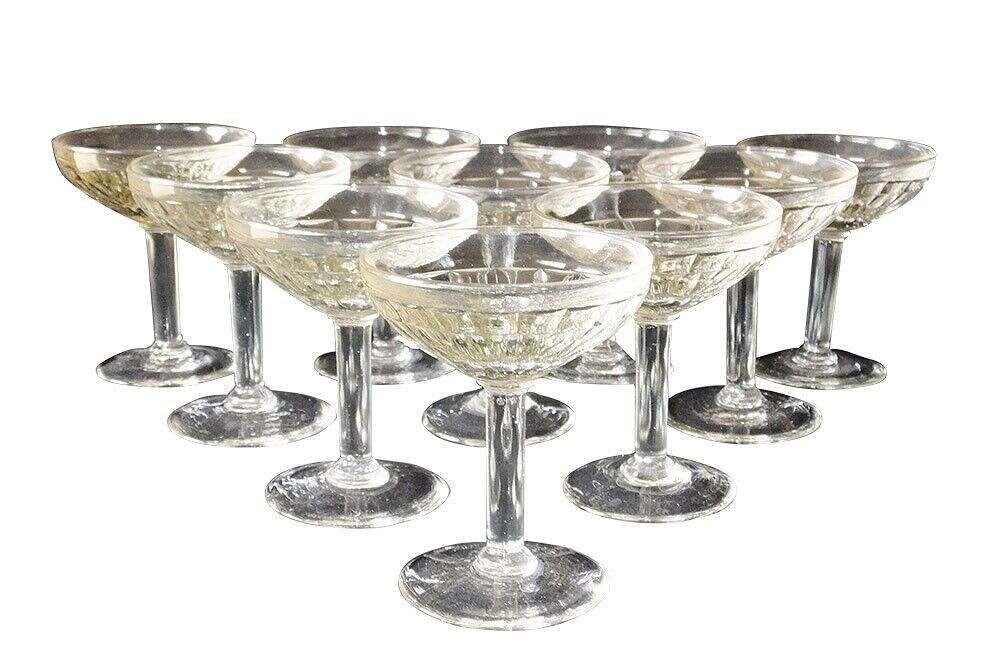 Nine 1940's Cocktail Glasses