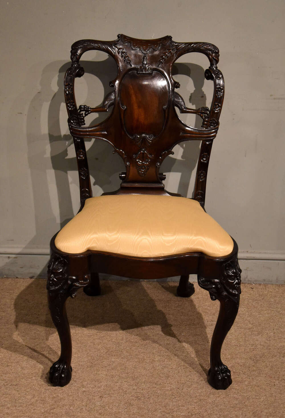 19th century cuban mahogany carved side chair