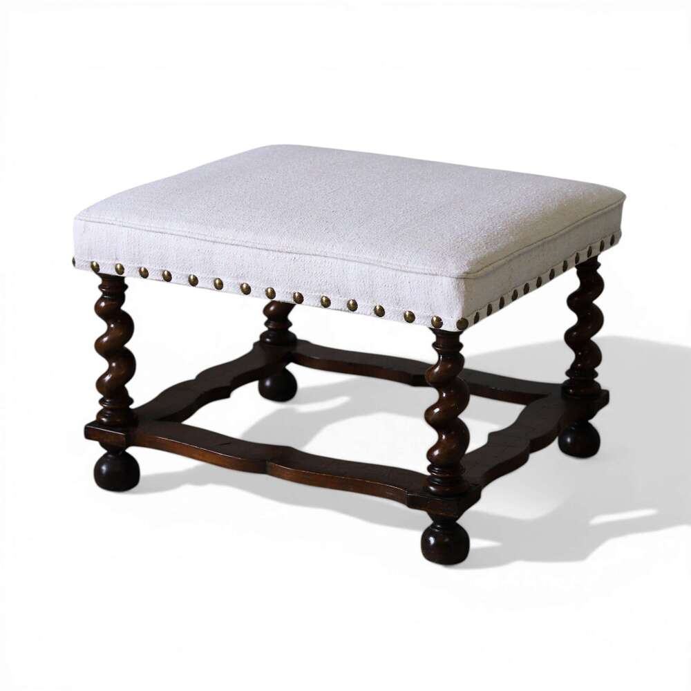 ​​​​​​​William & Mary Era Stool with Barley‑Sugar Legs & Oyster‑Veneered Stretcher c. 1795