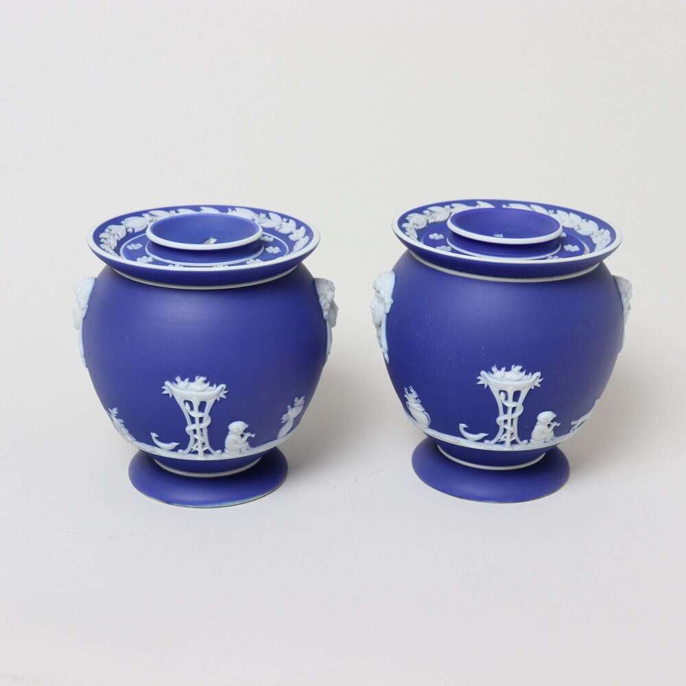 Rare, Wedgwood Dark Blue Jasper Dip Fumigators