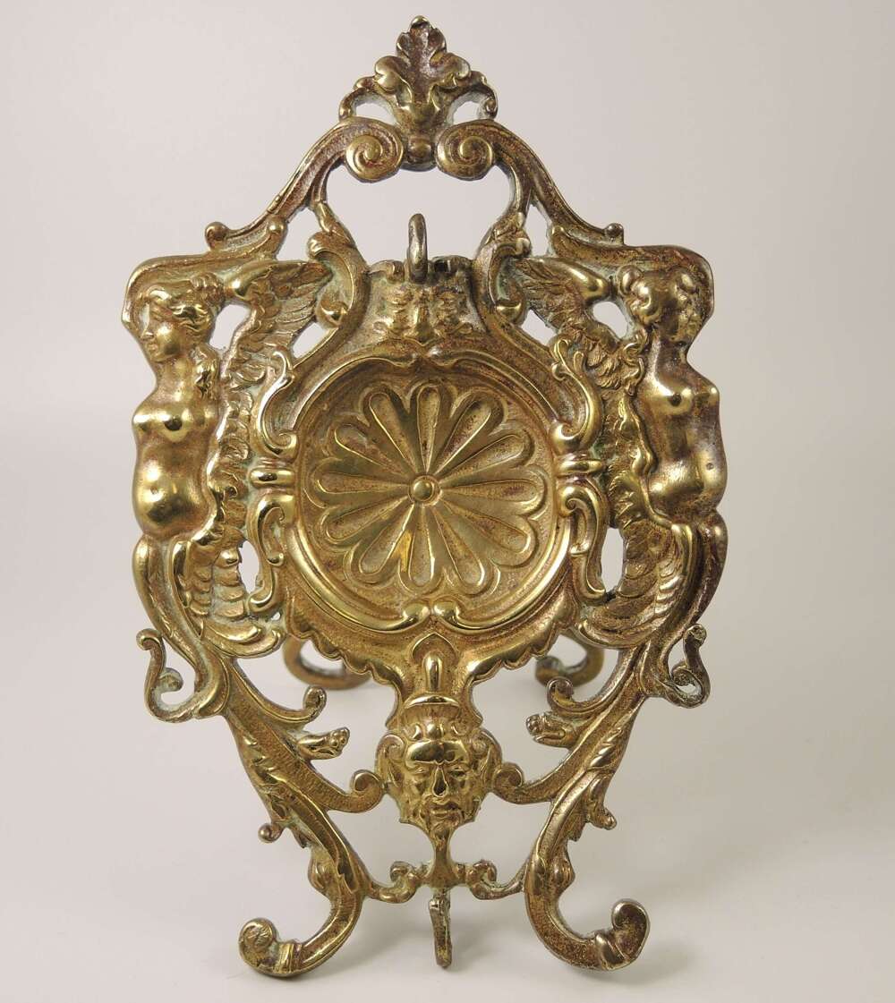 Victorian Rococo revival brass metal pocket watch stand c1850