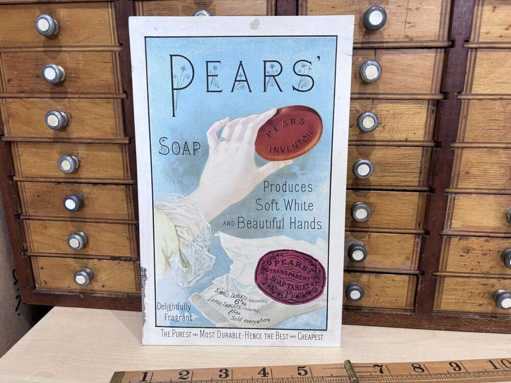 Pears Soap Chemist Advertising Trade Card Sign c1900s