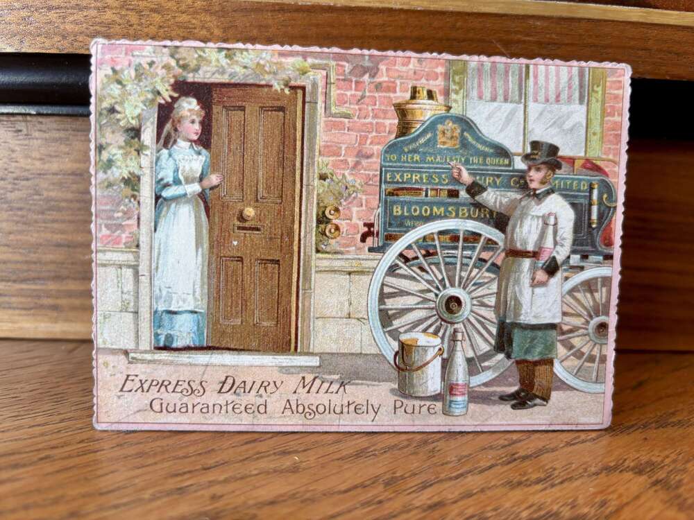 Superb Express Dairy Farm Fold Out Advertising Trade Card c1900s