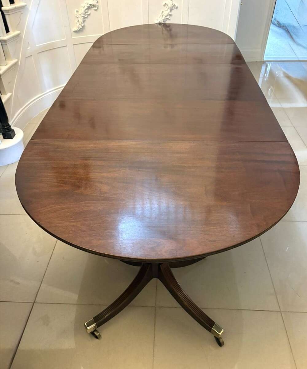 Antique Georgian Extending Mahogany Triple Pillar Dining Table 12&ndash;14 Seater 
