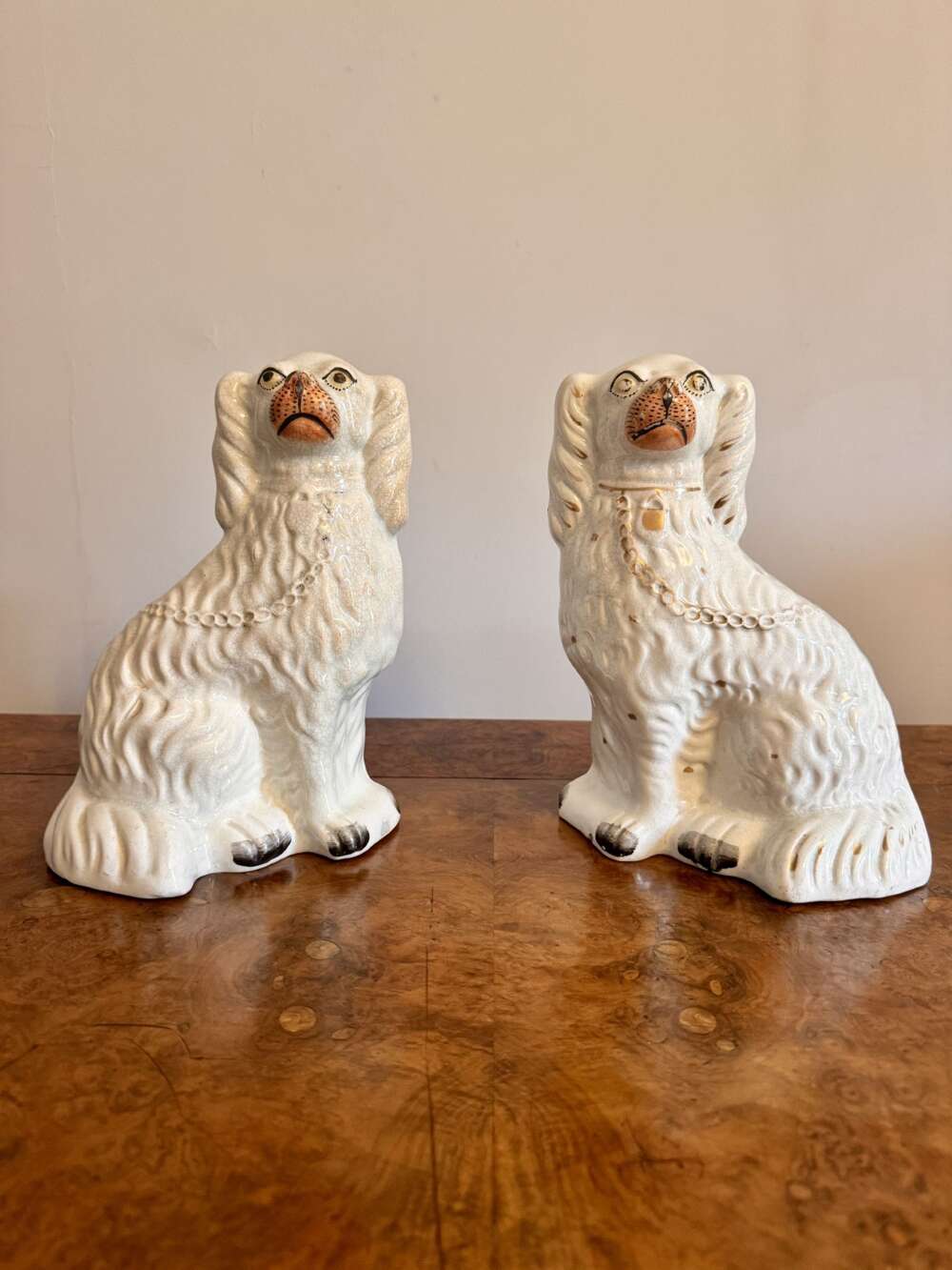 Wonderful Pair Of Antique Victorian Staffordshire Dogs