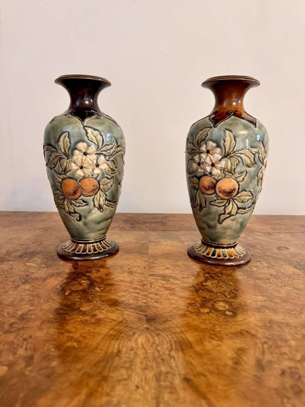 Fantastic Quality Pair Of Doulton Lambeth Vases By Eliza Simmance 