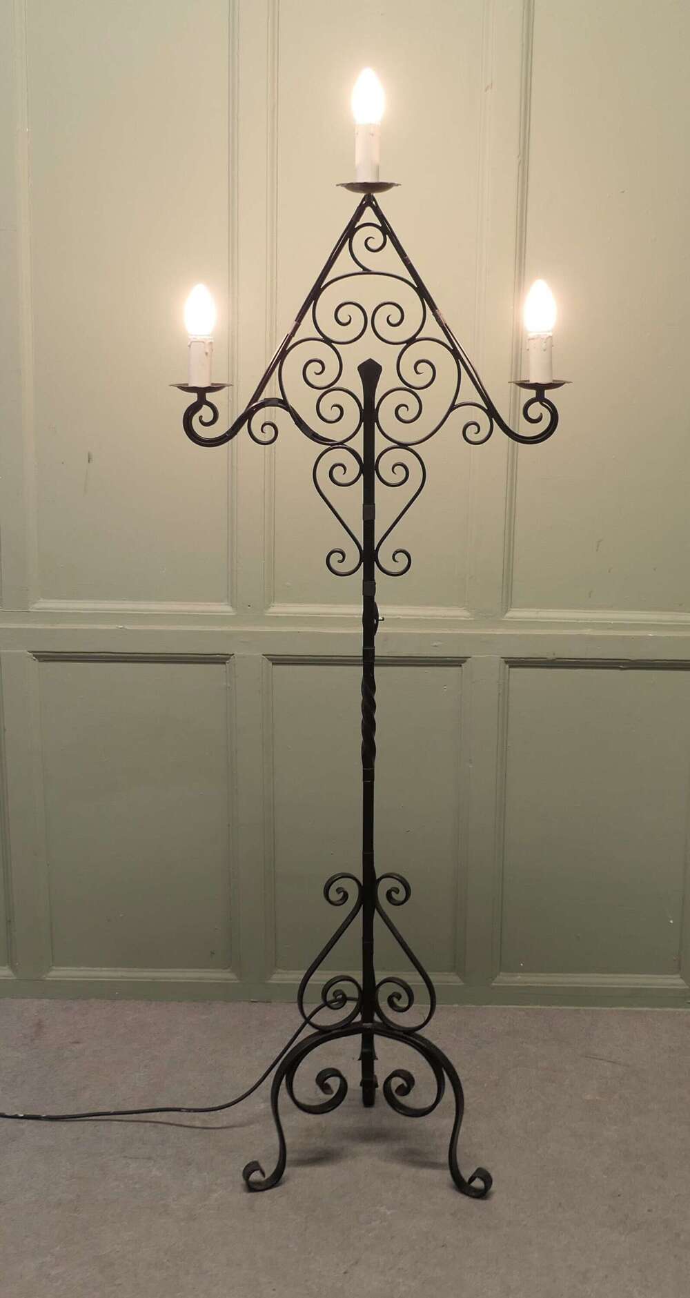 Floor Standing Wrought Iron Gothic Torchere  This is a very attractive floor standing lamp