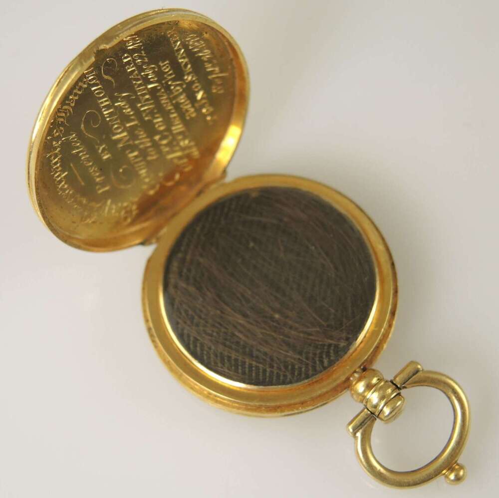 18K gold fob locket with a lock of NAPOLEON&rsquo;S hair and provenance c1819