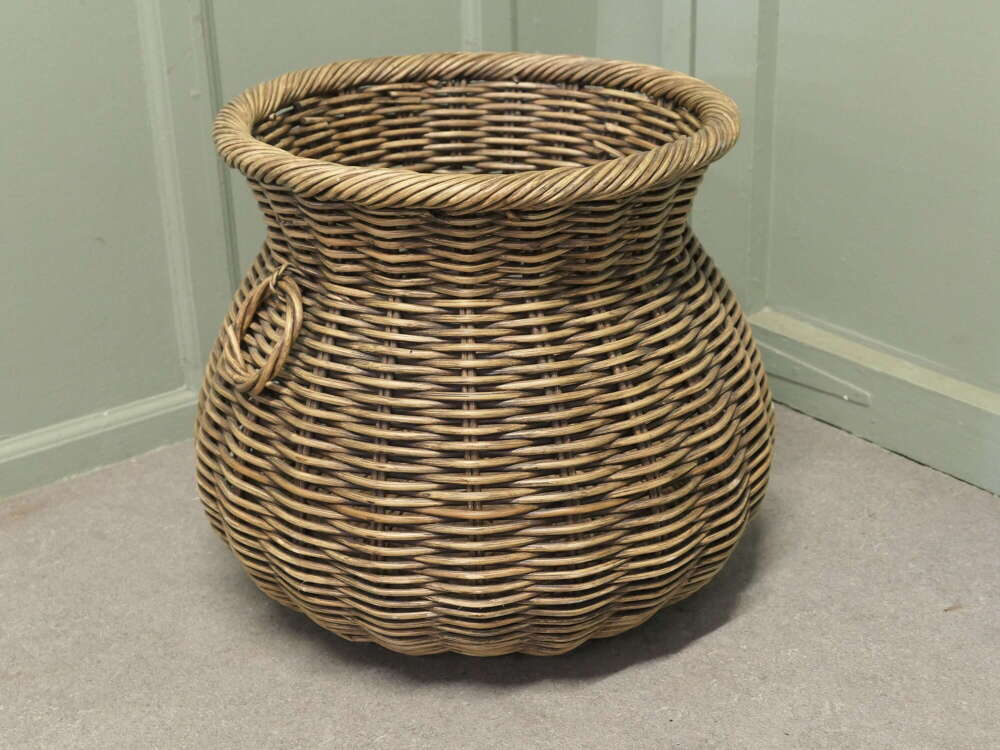 Antique Wicker Fireside Log Basket  This is an excellent example